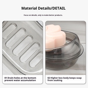 <span class=keywords><strong>Portasapone</strong></span> in Plastica <span class=keywords><strong>Trasparente</strong></span> a Doppio Strato con Drenaggio, Senza Accumulo d'Acqua, Creativo e Igienico per Uso Domestico - Product Image 2