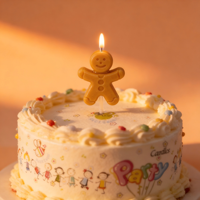 Bougies d'anniversaire en forme de bonhomme en pain d'épices et de canne à sucre, décorations de gâteau pour les anniversaires d'enfants et les fêtes de fin d'année