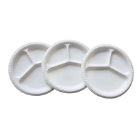 Assiette ronde biodégradable écologique d'amidon de maïs de 10 pouces Assiettes à dîner divisées jetables à 3 compartiments