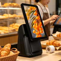 Sistema POS Todo en Uno de Escritorio de 15.6+13.3 Pulgadas con Windows, Terminal POS con Pantalla Táctil de 4+64GB para Tiendas Minoristas