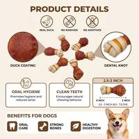 Friandises Premium pour Chiens : Os à Mâcher Noeuds Bicolores Saveur Canard et Arachide pour Soins Dentaires