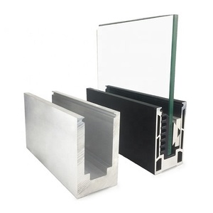 Base de garde-corps extérieur en aluminium, profilé en <span class=keywords><strong>U</strong></span> de 12 mm pour panneaux de clôture en verre, base inférieure en <span class=keywords><strong>U</strong></span> pour extérieur - Product Image 1