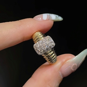 เพชร Aazuo Lab Grown Diamonds 0.60 กะรัต ทองคำแท้ 18K สีเหลืองทอง ดีไซน์วินเทจ แหวนหรูทรงไม่สมมาตร สำหรับผู้หญิง เหมาะสำหรับงานเลี้ยงสังสรรค์ - Product Image 4