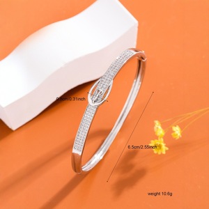 Gold And Silver <b>Copper</b> Alloy <b>Bracelet</b> Micro Insert Zircon Inlay Unisex Gift Jewelry - Product Image 2