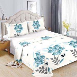 Ensemble de literie en coton 3 pièces, motif végétal, tissu doux, draps respirants - Product Image 2