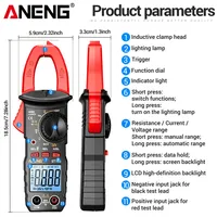 Multimètre à pince numérique ANENG ST180, 4000 comptes, testeur de tension AC/DC avec détection de fil sous tension NCV et batterie rechargeable.