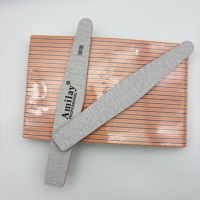 Lime à ongles double face semi-lune à rayures zébrées 100/180 Mesh, réutilisable, en papier de verre, supporte la personnalisation du logo de marque OEM & ODM