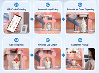 Distributeur automatique de crème glacée Funkyplay, entièrement automatique, à monnayeur, robotisé, à écran tactile, capacité 150-200, avec compresseur.