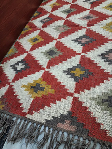 Red Ivory Southwestern <b>Runner</b> <b>Rug</b> | Handmade Wool Jute Geometric Boho Carpet <b>for</b> Farmhouse Hallway Entryway Home Floor Decor - Product Image 6