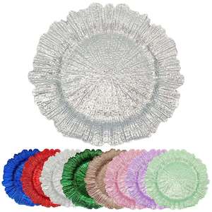 Platos Base Plateados para Catering de 13 Pulgadas, Platos de Plástico Irrompibles para Eventos y Decoraciones de Bodas - Product Image 1
