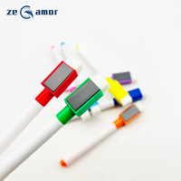 Zeamor Marqueur humide effaçable promotionnel avec logo personnalisé Essuyer à sec Pointe fine Stylo tableau blanc magnétique