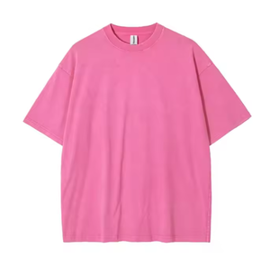 T-shirt Homme Oversize Délavé à l'Acide Manches Courtes Col Rond Vintage Couleur Unie 100% Coton Jersey Coupe Ample Anti-Rétrécissement Design Vierge - Product Image 4