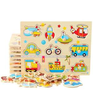 Puzzle 3D in Legno Montessori con Figure di Animali Cartoon e <span class=keywords><strong>Alfabeto</strong></span>, Giochi da Tavolo Educativi per Bambini dai 2 ai 7 Anni - Product Image 1