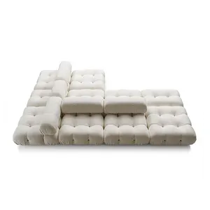 Modern Taidi fiber Fabric 1 line lamb velvet snow flake cream sofa living room furniture set coach modular combination sofa sets