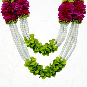 Guirnalda Floral Artificial Rosa con Perlas Colgantes, Decoración para Bodas, Festivales, Templos y Eventos - Product Image 3