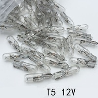 Ampoule halogène T5 12V 24V 1.2W 2W W2W blanc chaud pour tableau de bord de voiture, éclairage intérieur automobile, voyant d'avertissement