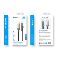 Oem Odm PD 60W TPE kabel datar kristal Aloi Aluminium grosir 3A USB C ke USB C kepang nilon