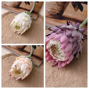 ดอกโปรเทียประดิษฐ์ CallaFloral สีขาวนม สีม่วงแชมเปญ กันน้ำ สำหรับตกแต่งงานแต่งงาน สไตล์ยุโรป แบบดอกไม้ผสม - Product Image 3