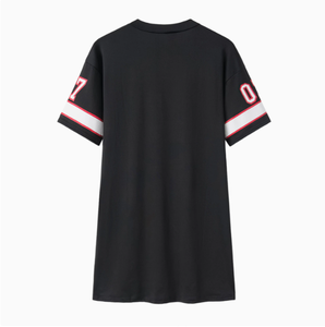 Nouvelle <span class=keywords><strong>robe</strong></span> <span class=keywords><strong>t</strong></span>-<span class=keywords><strong>shirt</strong></span> décontractée de style européen pour femmes, à manches courtes bouffantes, en tissu tissé, avec impression de lettres 3D pour le printemps et l'é<span class=keywords><strong>t</strong></span>é - Product Image 4