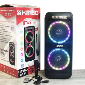 QS-82 altavoz inalámbrico KIMISO doble 8 pulgadas altavoz grande buena calidad con anillo luces geniales