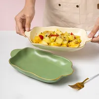 Microwave Oven Matte color ceramic porcelain bakeware lasagna bread loaf pans Au Gratin dish baking pan With Handle
