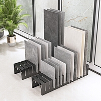 Grand présentoir pour carreaux Organisateur de plancher en bois avec support vertical en pierre Présentoir en pierre de quartz et de granit à grain de bois