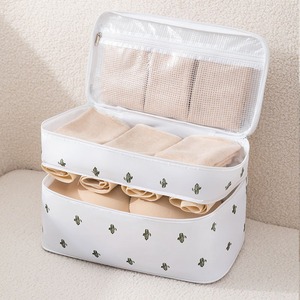 Bolsa de almacenamiento de sujetadores portátil de tamaño de viaje, organizador 3 en 1 para ropa interior, pantimedias y calcetines, forma rectangular, color blanco roto - Product Image 4