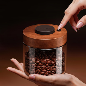 <span class=keywords><strong>Barattolo</strong></span> in Vetro Borosilicato Resistente al Calore per Conservazione Alimenti / <span class=keywords><strong>Barattolo</strong></span> per Chicchi di Caffè Ecologico con Coperchio in Legno di Acacia - Product Image 1