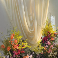 Rideaux de scène de mariage en soie de lait blanc pur à double couche avec cadre de support amovible pour utilisation en intérieur/extérieur