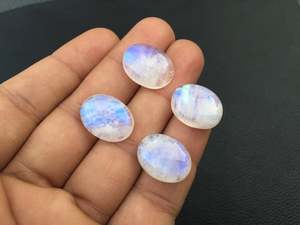 4 Uds. Cabujón de piedra lunar de arcoíris Natural, piedra preciosa genuina de Fuego Azul suave para la fabricación de joyas, cuentas de piedra de forma ovalada llamativa - Product Image 5
