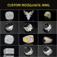 Personnalisé Vvs Moissanite Lettre Nom Anneau Hommes Hip Hop Glacé Baguette Diamant Patriotes Basketball Championnat Fine Anneau Bijoux