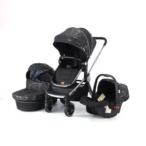 Детские коляски двухстороннее сидя и лежа портативный складной Высокая Пейзаж новорожденных, 3 в 1, детская коляска