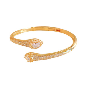 Double-Headed Teardrop Zirconia <b>Bangle</b> 18K Gold Plated <b>Copper</b> Party Jewelry Silver And Gold Color - Product Image 5