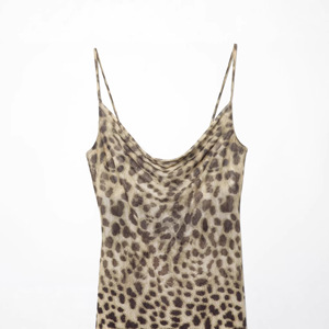 Vestido Midi Sexy <span class=keywords><strong>de</strong></span> Tirantes Finos con Estampado <span class=keywords><strong>de</strong></span> Leopardo para <span class=keywords><strong>Mujer</strong></span>, Ajustado al Cuerpo, para Fiesta, OEM/ODM por Fábrica <span class=keywords><strong>de</strong></span> <span class=keywords><strong>Ropa</strong></span> China - Product Image 4