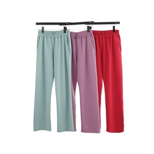<span class=keywords><strong>Pantalon</strong></span> large en coton Air Layer effet seconde peau pour femme, taille haute, effet ventre plat, coupe droite, doux, pour le yoga et la détente, avec logo personnalisé - Product Image 2