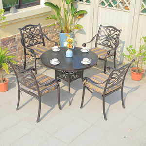 5 टुकड़े बालकनी धातु आउटडोर फर्नीचर कास्ट एल्यूमीनियम पेटियो रेस्तरां तालिका और कुर्सियों गार्डन डाइनिंग सेट - Product Image 4