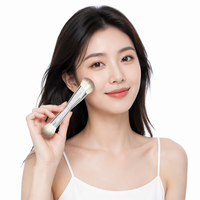 Ensemble de pinceaux de maquillage à double extrémité, manche chromé, poils en fibres végétales, pinceau cosmétique pour le visage et les yeux