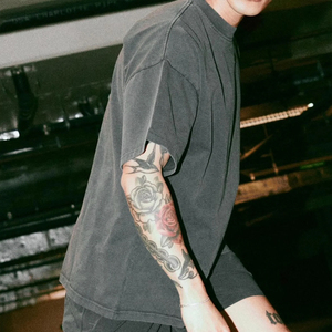 <span class=keywords><strong>T</strong></span>-shirt Oversize da Uomo in Cotone con Stampa Serigrafica, Vestibilità Ampia e Spalle Cadenti, Stile Streetwear OEM, Ideale per l'Estate - Product Image 2