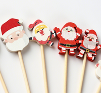 Brochettes en bambou imprimées 4 couleurs de haute qualité, motifs Père Noël, rennes, sapin de Noël, Nouvel An chinois, pour fête de Pâques