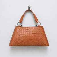 Sac à main en cuir PU gaufré crocodile terracotta avec poignée supérieure, élégant et chic pour femme, idéal au quotidien, personnalisable OEM