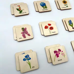 益智玩具蒙特梭利幼儿激光切割木材动物匹配卡片紫外印刷木制小鸟儿童记忆游戏