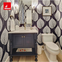 Meuble-lavabo traditionnel autoportant Allandcabinet en bois massif cerisier cannelé avec vasque en céramique intégrée