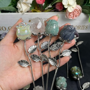 Kristal Kerajinan Tangan Berkualitas Tinggi, Ukiran Kristal Alami Campuran Bahan Bentuk Bunga Mawar untuk Dekorasi & Hadiah - Product Image 4