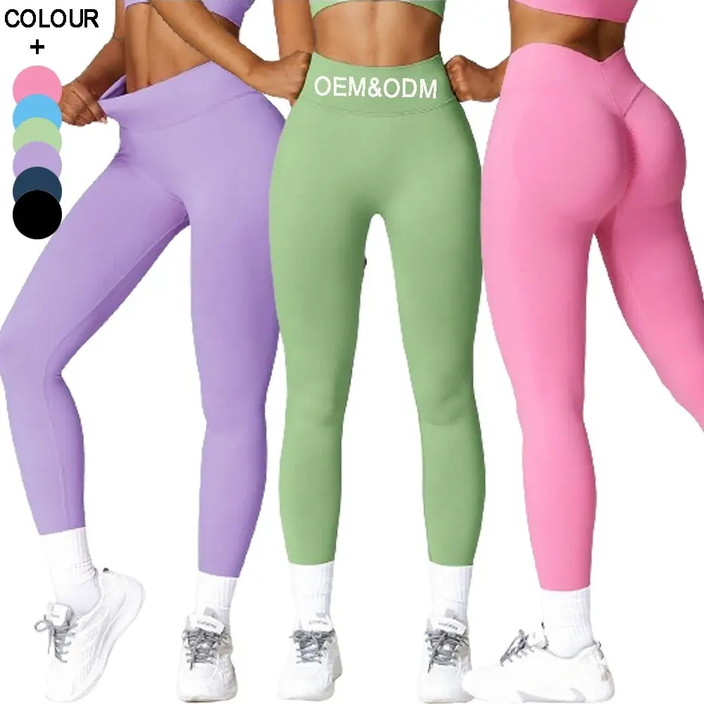 Großhandel Fitness Kleidung hoch tailliert für Frauen Nahtlose Scrunch V Back Yoga Leggings