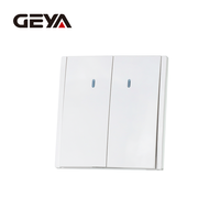 GEYA Interruptores de Pared de Material PC Impermeables Estándar Europeo al por Mayor, Interruptor de Placa de 2 Ganglios 1 Vía/2 Ganglios 2 Vías con Luz LED