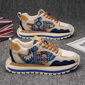 Nuove Scarpe da Corsa Primaverili e Autunnali 2025 per Uomo, Allacciatura in Rete, Moda Trendy con Stampe e Ricami, Comode Sneakers Sportive Casual in PU con Suola Spessa - Product Image 2