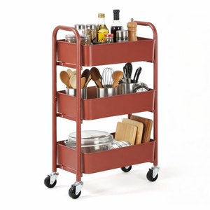<b>Foldable</b> Rolling Storage <b>Cart</b>, Multi Tier Portable Organizer Rack for Kitchen Bedroom Snack and Home Storage - Product Image 1