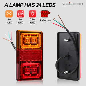 Feux arrière LED rectangulaires pour remorque, étanches IP67, 12V 24V, homologués ECE - Product Image 3