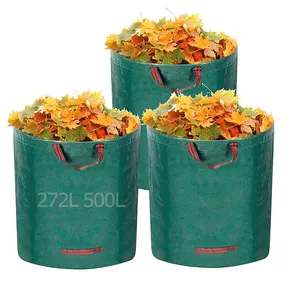 60L 120L 272L 500L Lawn Leaf Bags 16 32 72 132 Gallon Reusable Clean Container PP PE Gardening Trash Heavy Duty Garden Waste Bag