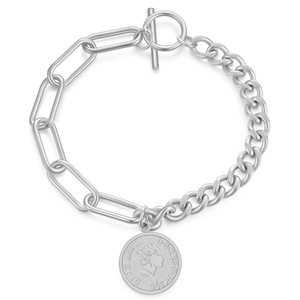 Bracelet Elizabeth Coin 16MM avec fermoir OT en alliage de zinc doré, bijou fantaisie pour femme, cadeau - Product Image 5